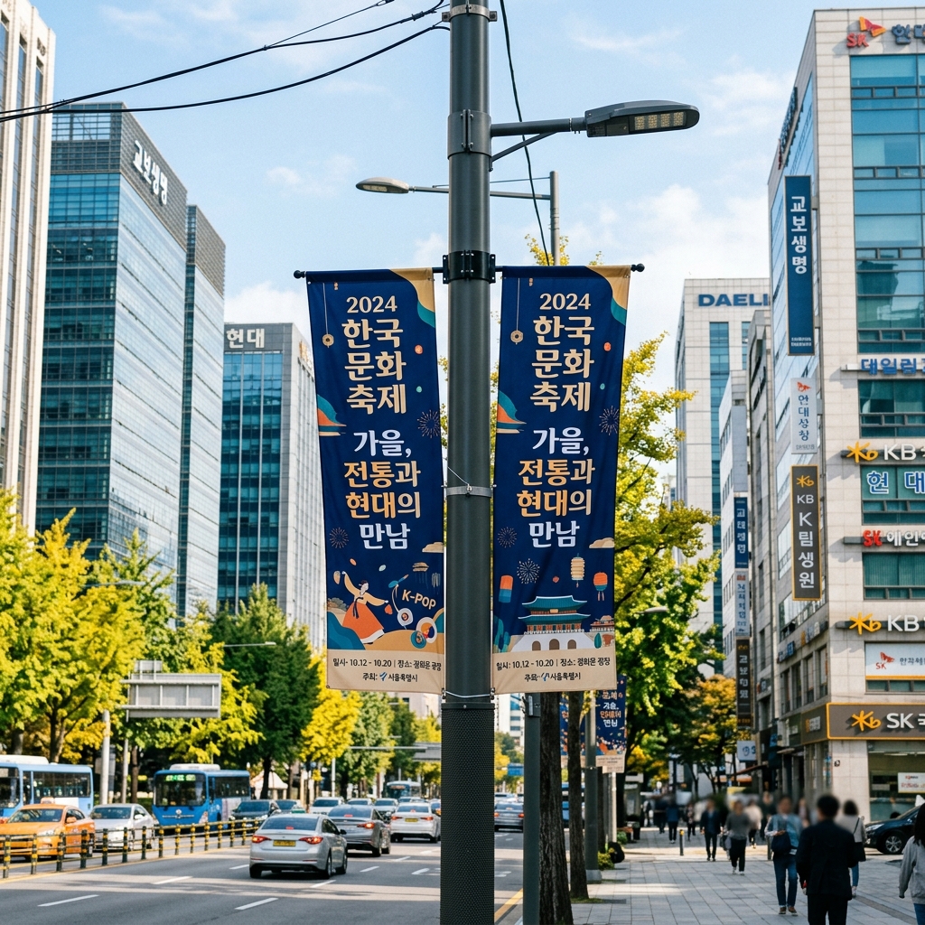 [가로등현수기] 경남광고사 문화행사 가로등현수기 설치 포트폴리오